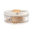 White Polystyrene & Cubic Zirconia Fishbone Layered Bracelet For Cheap