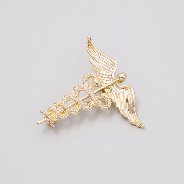 18K Gold-Plated Angel Wing & Snake Brooch Fashion