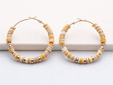 Yellow Polymer Clay & 18K Gold-Plated Clay Beads Hoop Earrings Discount