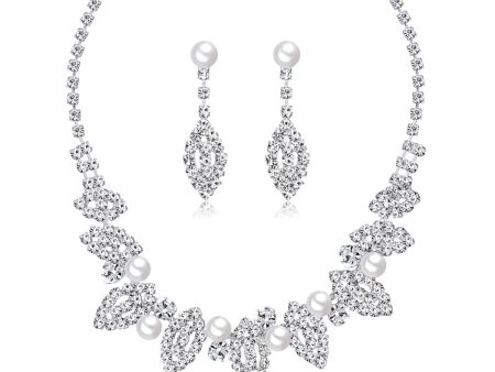 Pearl & Cubic Zirconia Eyes Statement Necklace Set Hot on Sale