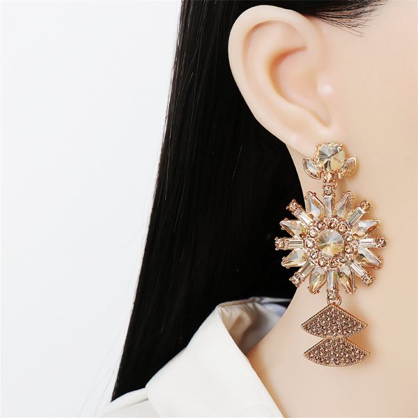 Yellow Crystal & Cubic Zirconia Sunflower Drop Earrings Online Sale