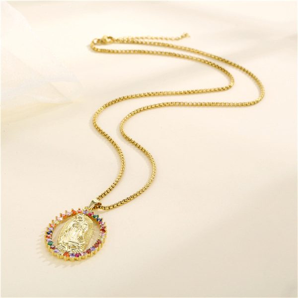 Red Cubic Zirconia & 18K Gold-Plated Mary Pendant Necklace Online