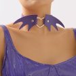 Purple Polystyrene & Silver-Plated Bat Wing Heart Choker Necklace For Discount