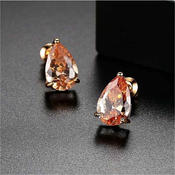 Yellow Crystal & 18K Gold-Plated Pear-Cut Stud Earrings For Discount