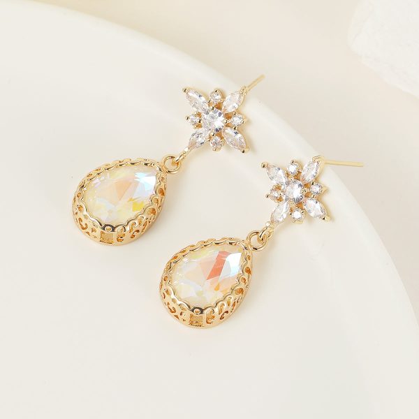 White Crystal & Cubic Zirconia 18K Gold-Plated Star Drop Earrings Online now