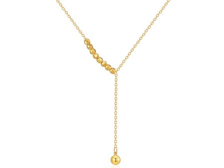 18K Gold-Plated Bead Lariat Necklace For Sale