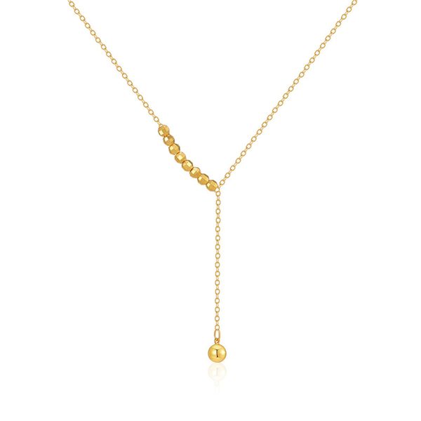 18K Gold-Plated Bead Lariat Necklace For Sale