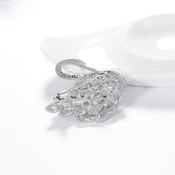 Clear Cubic Zirconia & Silver-Plated Goose Brooch Sale