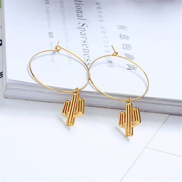 18K Gold-Plated Cactus Hoop Earrings For Discount