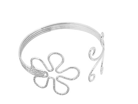 Silver-Plated Open Flower Arm Cuff Online Hot Sale