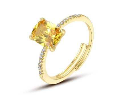 Yellow Crystal & Cubic Zirconia 18K Gold-Plated Adjustable Ring Hot on Sale