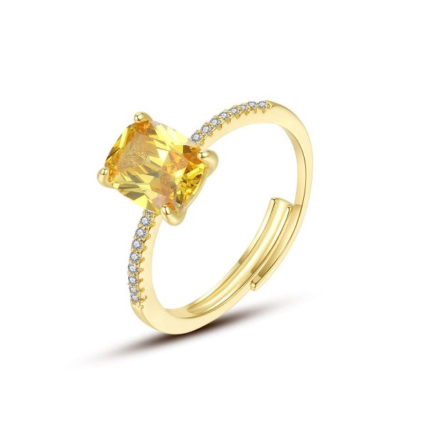 Yellow Crystal & Cubic Zirconia 18K Gold-Plated Adjustable Ring Hot on Sale