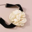 White Polyster & Silver-Plated Rose Choker Necklace Online now