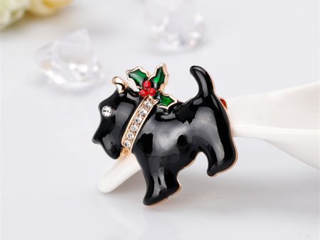 Black & Cubic Zirconia Scottie Dog Brooch Sale