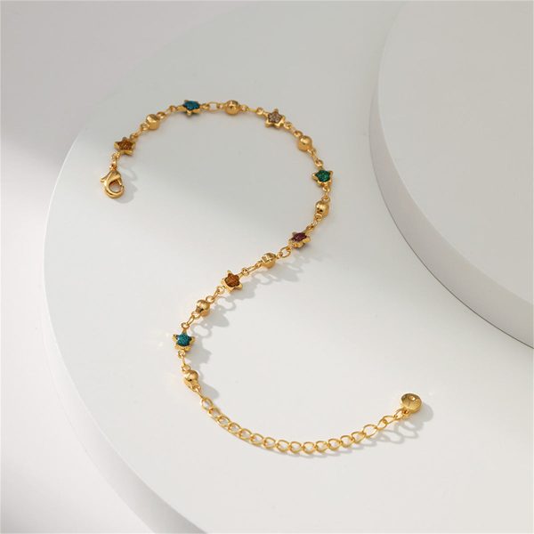 Teal Multicolor Resin & 18K Gold-Plated Star Bead Bracelet For Cheap