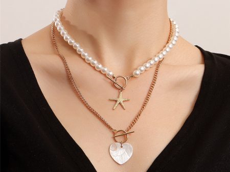 Shell & Pearl 18K Gold-Plated Heart Starfish Pendant Necklace Set Sale