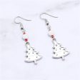 Red Rhinestone & Green Enamel Christmas Tree Drop Earrings For Sale