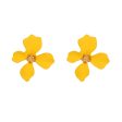 Yellow Enamel & 18K Gold-Plated Four-Petal Flower Stud Earrings Sale