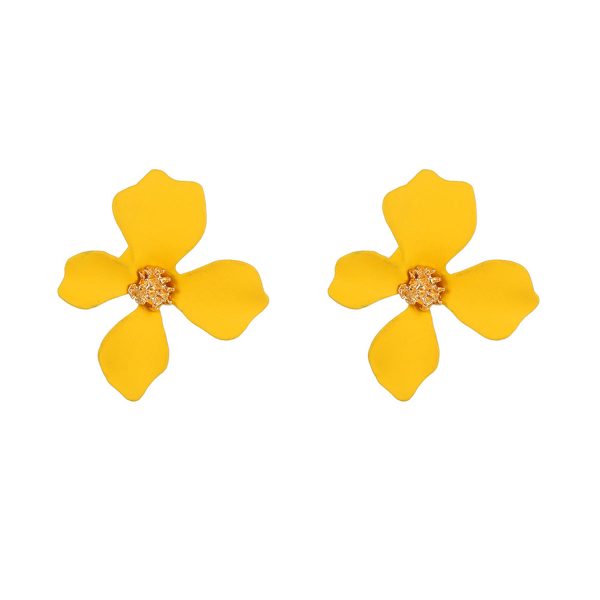 Yellow Enamel & 18K Gold-Plated Four-Petal Flower Stud Earrings Sale