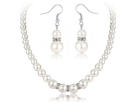 Pearl & Cubic Zirconia Beaded Necklace & Drop Earrings Online now