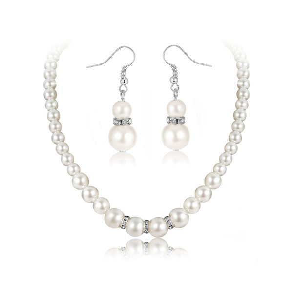 Pearl & Cubic Zirconia Beaded Necklace & Drop Earrings Online now