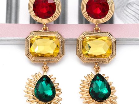 Yellow Crystal & 18K Gold-Plated Geometric Drop Earrings Online Hot Sale