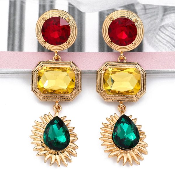 Yellow Crystal & 18K Gold-Plated Geometric Drop Earrings Online Hot Sale