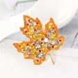 Yellow Crystal & Red Cubic Zirconia Maple Brooch Fashion