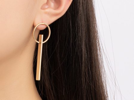 18K Gold-Plated Circle Bar Drop Earrings Online Sale