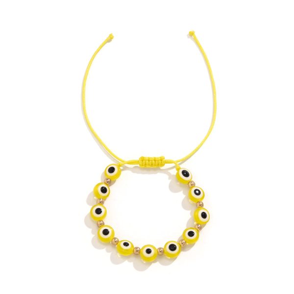 Yellow Polyster & 18K Gold-Plated Eye Beaded Adjustable Bracelet Online Sale