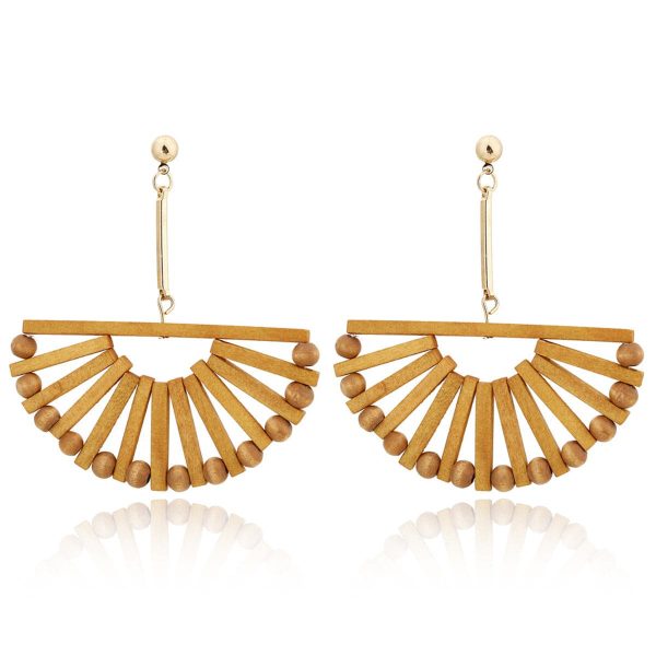 Wood & 18K Gold-Plated Half-Circle Beaded Drop Earrings Online now