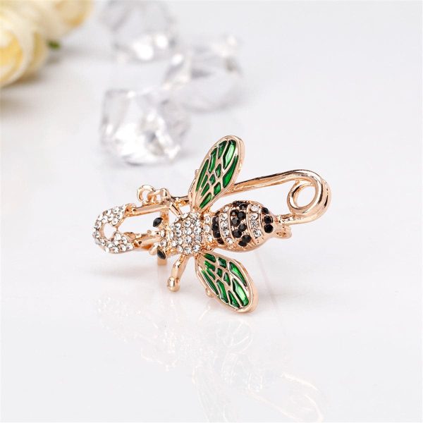 Cubic Zirconia & 18K Gold-Plated Bee & Pin Brooch For Discount