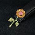 Yellow Crystal & Cubic Zirconia Sunflower Brooch Cheap