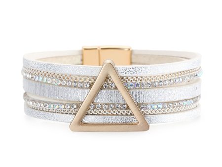 White Polystyrene & Cubic Zirconia Triangle Layered Bracelet Online Sale