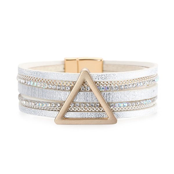 White Polystyrene & Cubic Zirconia Triangle Layered Bracelet Online Sale