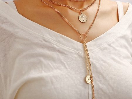 18K Gold-Plated Coin Layered Necklace Discount