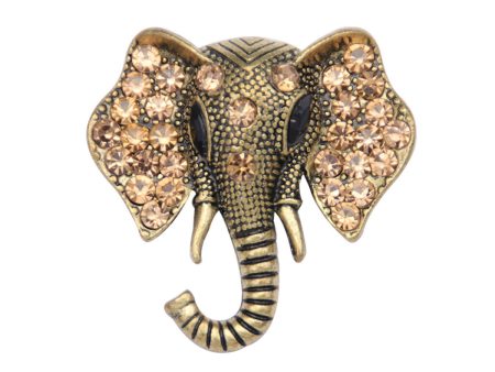 Champagne Cubic Zirconia & 18K Gold-Plated Pavé Elephant Brooch Sale