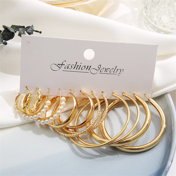 Pearl & 18K Gold-Plated Twisted Hoop Earrings Set Online