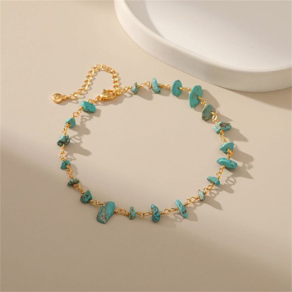 Turquoise & 18K Gold-Plated Anklet Online Sale