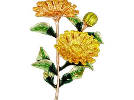 Yellow Enamel & 18K Gold-Plated Flower Brooch Online