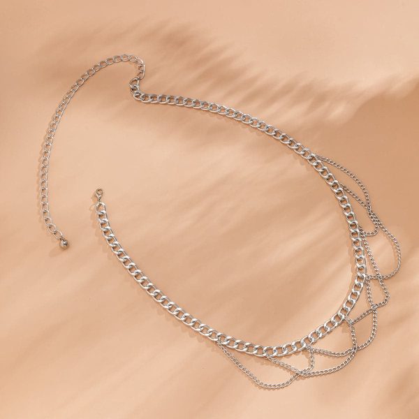 Silver-Plated Layered Curb Chain Waist Belt Online Hot Sale