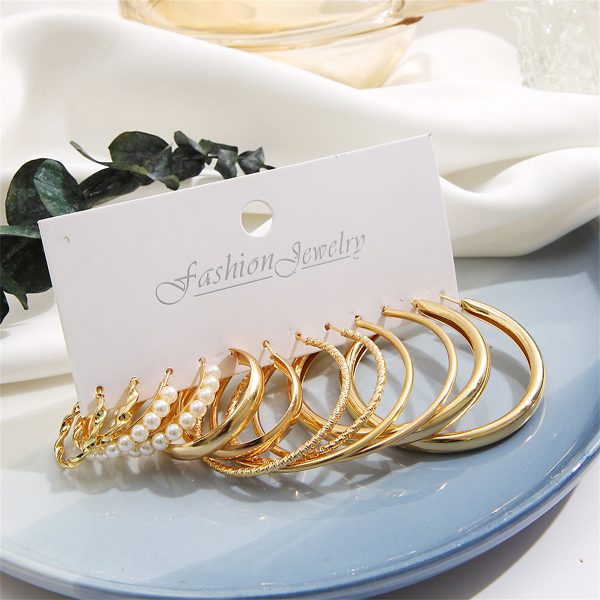 Pearl & 18K Gold-Plated Twisted Hoop Earrings Set Online