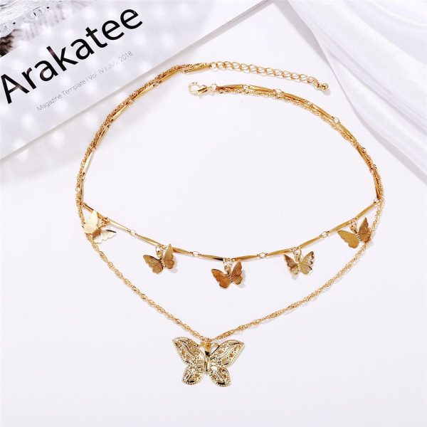 18K Gold-Plated Butterfly Layered Necklace Online Sale