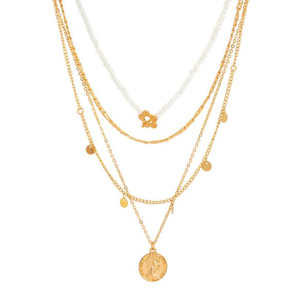 Howlite & 18K Gold-Plated Flower Coin Pendant Necklace Set Online now