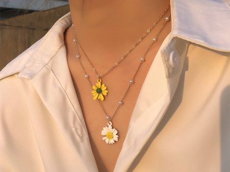 Yellow Enamel & Pearl 18K Gold-Plated Mum Layered Pendant Necklace Sale