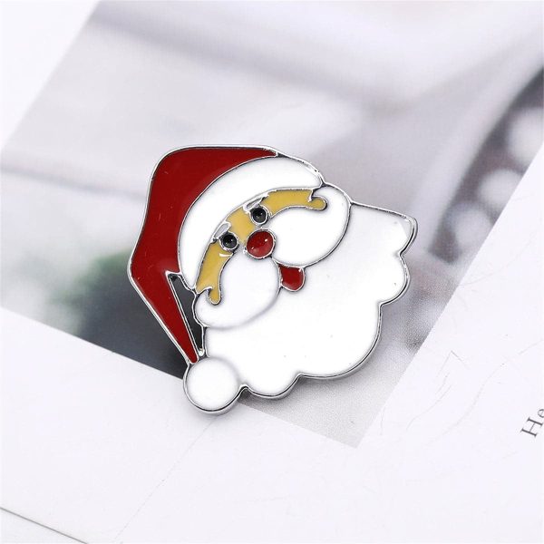 Red & Silver-Plated Santa Brooch Cheap