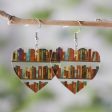 Red & Yellow Bookcase Heart Drop Earrings Sale