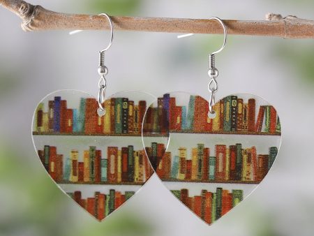 Red & Yellow Bookcase Heart Drop Earrings Sale