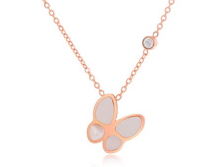 Cubic Zirconia & 18K Rose Gold-Plated Butterfly Pendant Necklace Cheap