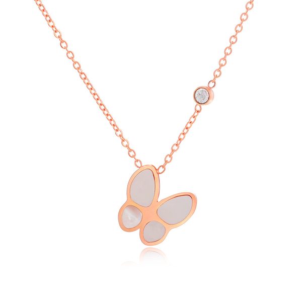 Cubic Zirconia & 18K Rose Gold-Plated Butterfly Pendant Necklace Cheap